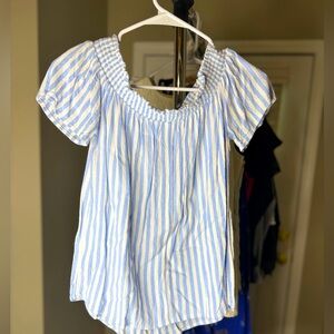 Old Navy Small Off Shoulder, Blue and White Striped Blouse- light & cool!